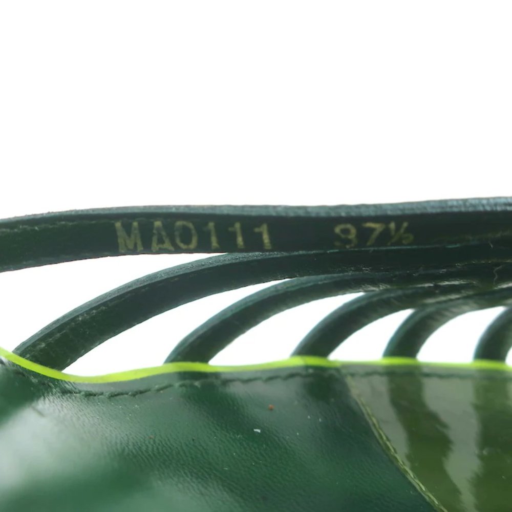 Louis Vuitton Summertime Cork Wedge Sandals Green Patent Leather Size 37.5 - Picture 10 of 12